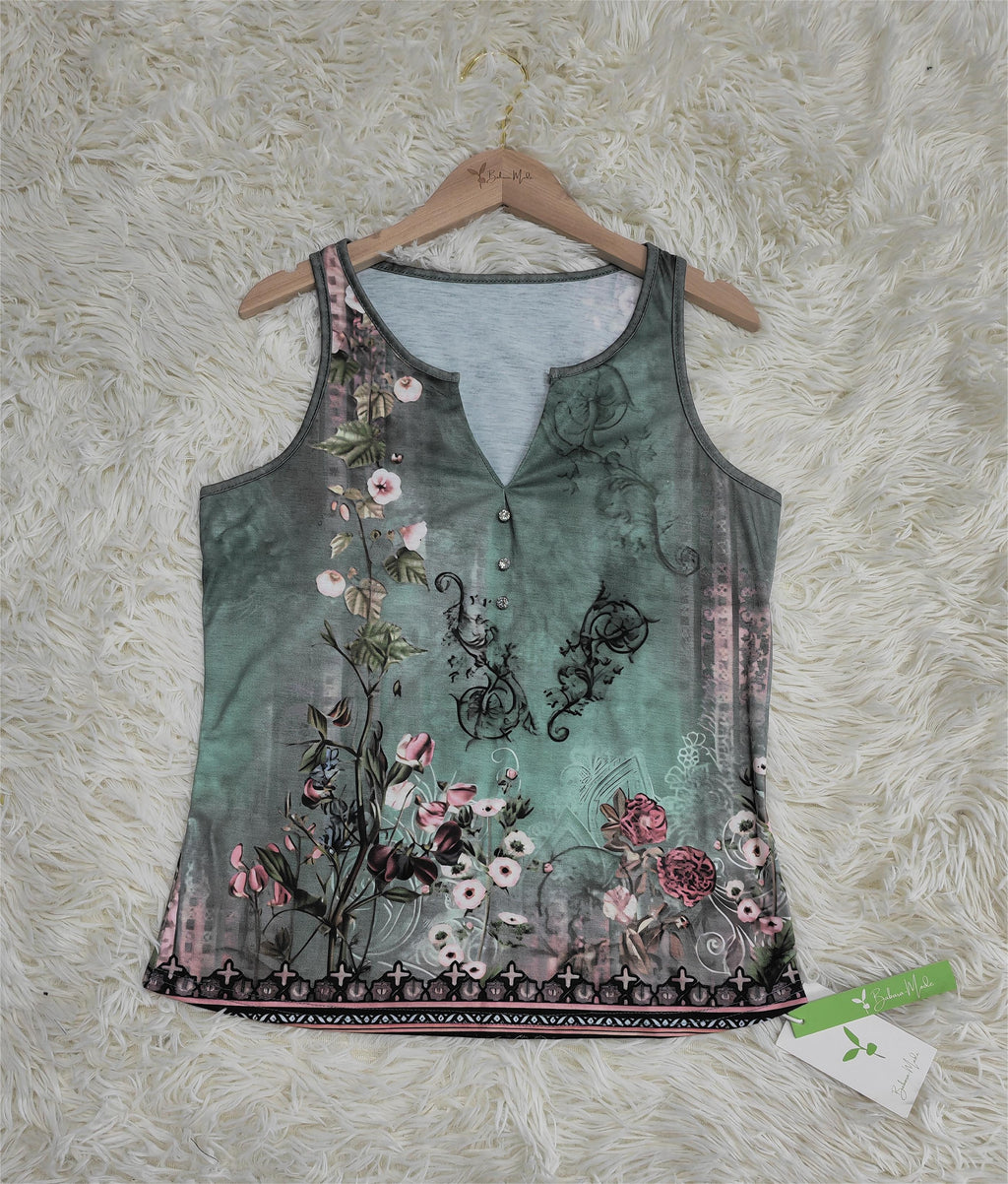 Floral Watercolor Print Sleeveless Top