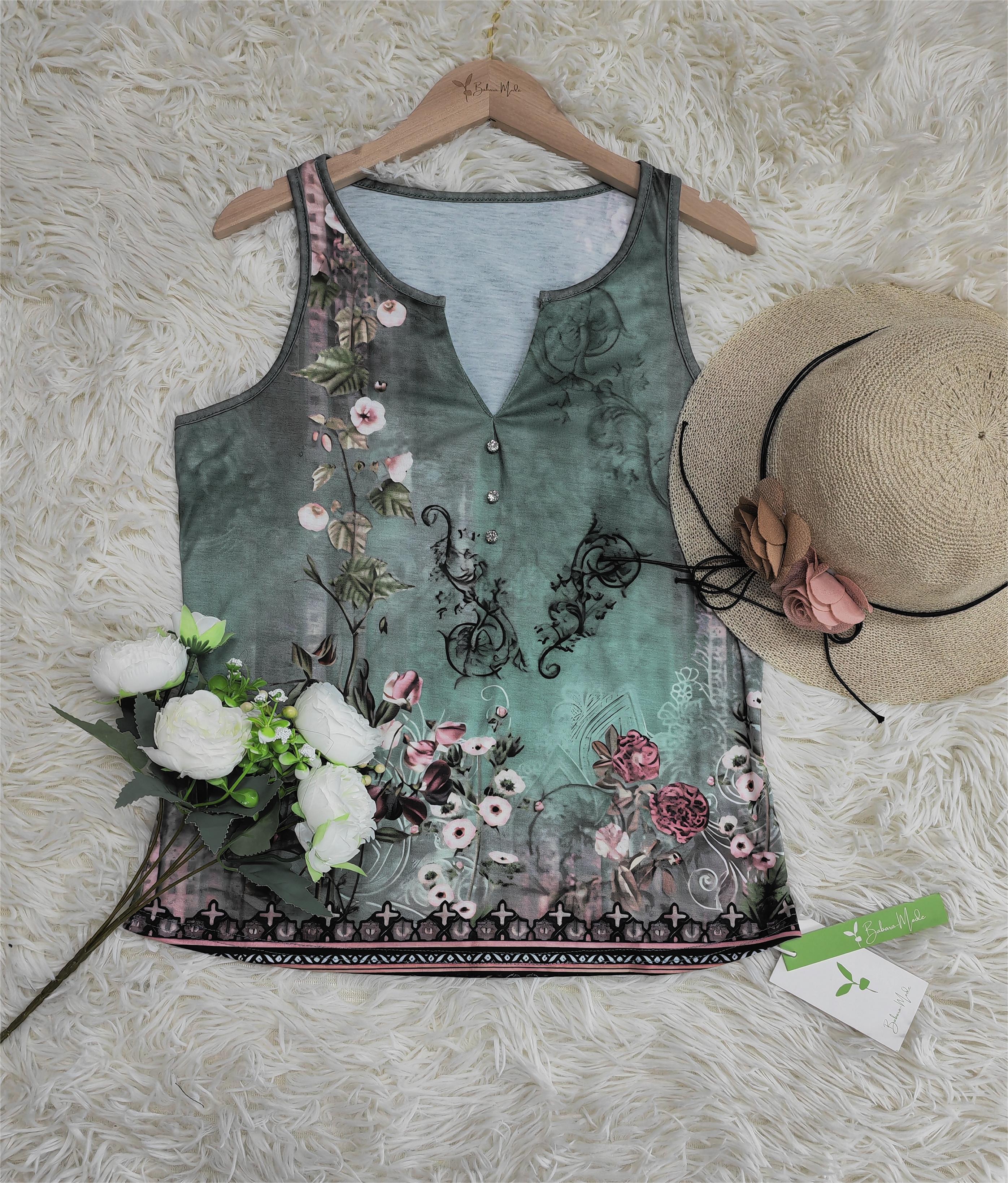 Floral Watercolor Print Sleeveless Top