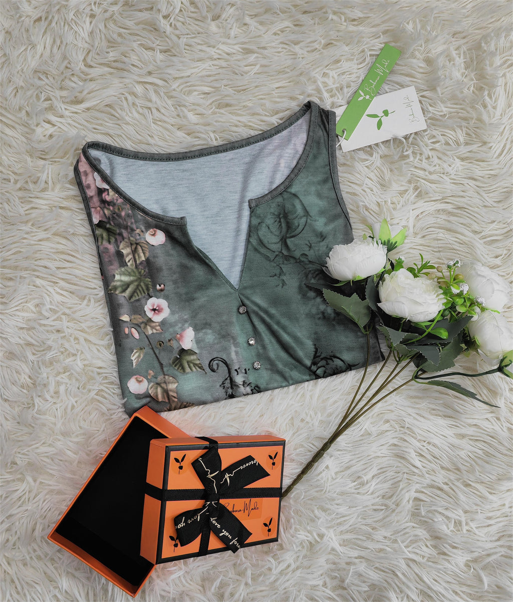 Floral Watercolor Print Sleeveless Top