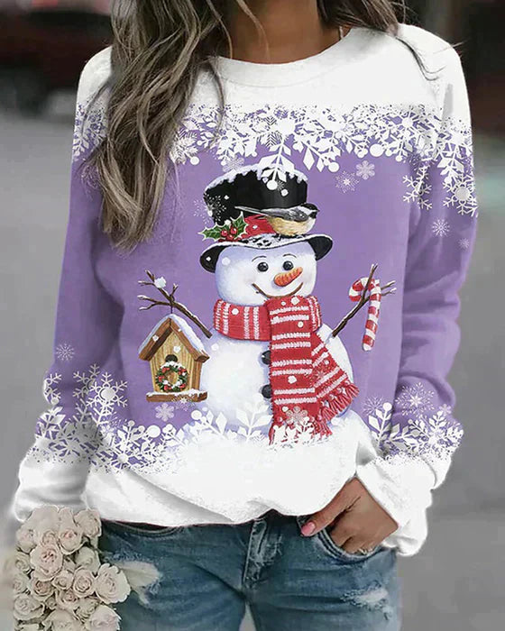 Freda - Colorful Knit Sweater Showcasing an Adorable Snowman Motif