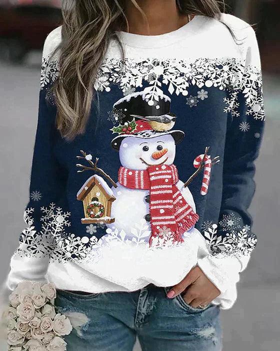 Freda - Colorful Knit Sweater Showcasing an Adorable Snowman Motif