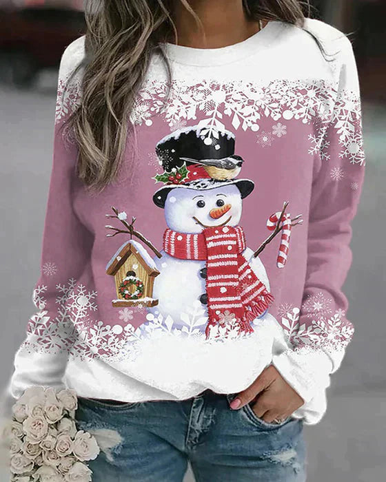 Freda - Colorful Knit Sweater Showcasing an Adorable Snowman Motif