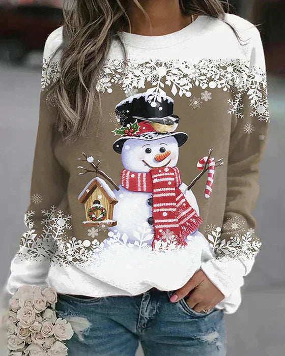 Freda - Colorful Knit Sweater Showcasing an Adorable Snowman Motif