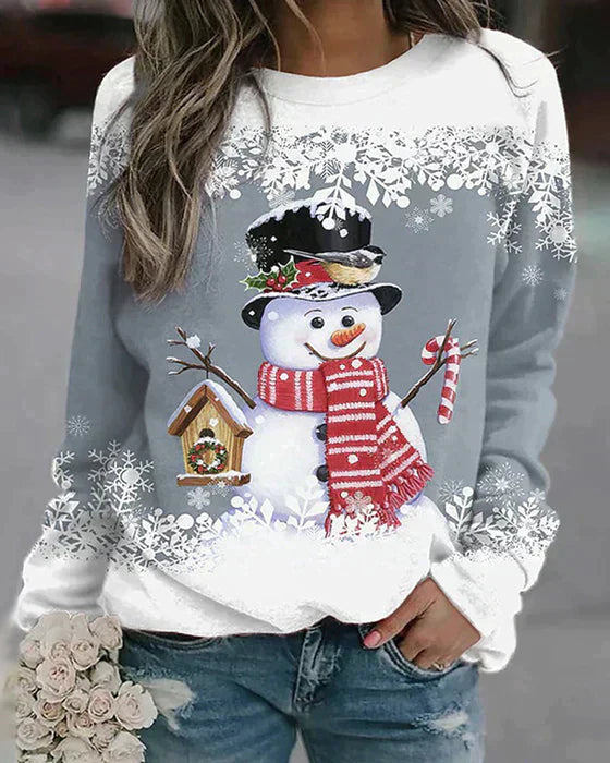 Freda - Colorful Knit Sweater Showcasing an Adorable Snowman Motif