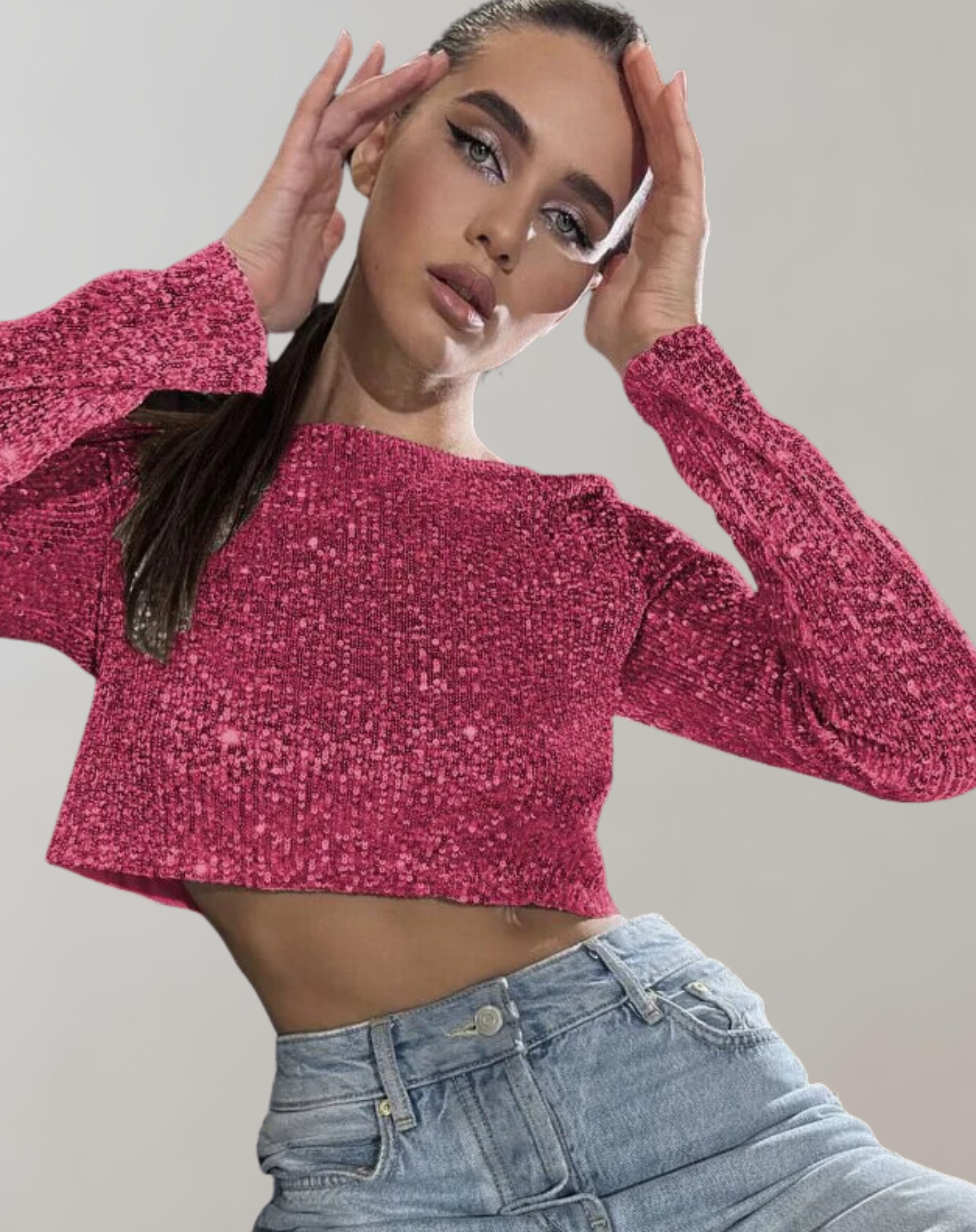 Sparkling Sequin Crop Top for Women