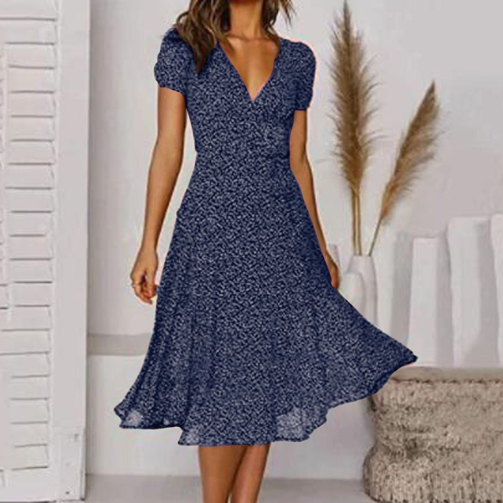 Flowy Hem V-Neck A-Line Dress
