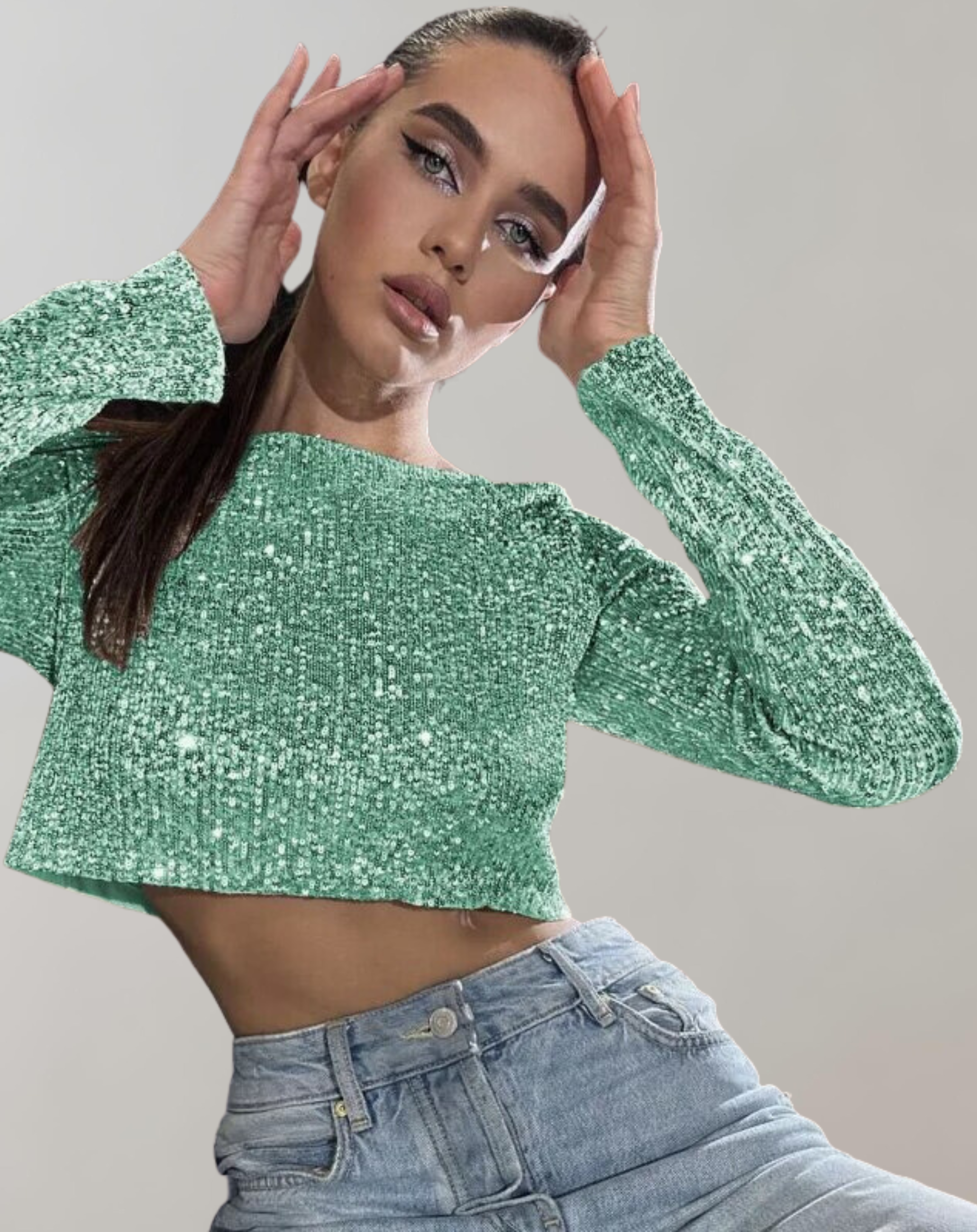 Sparkling Sequin Crop Top for Women