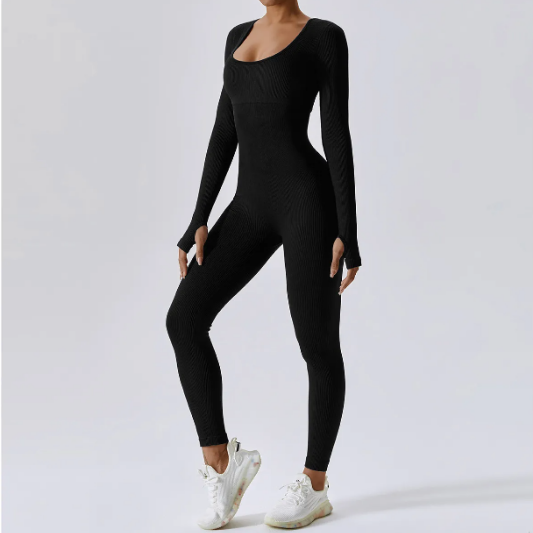 Solid Long Sleeve Performance Jumpsuit