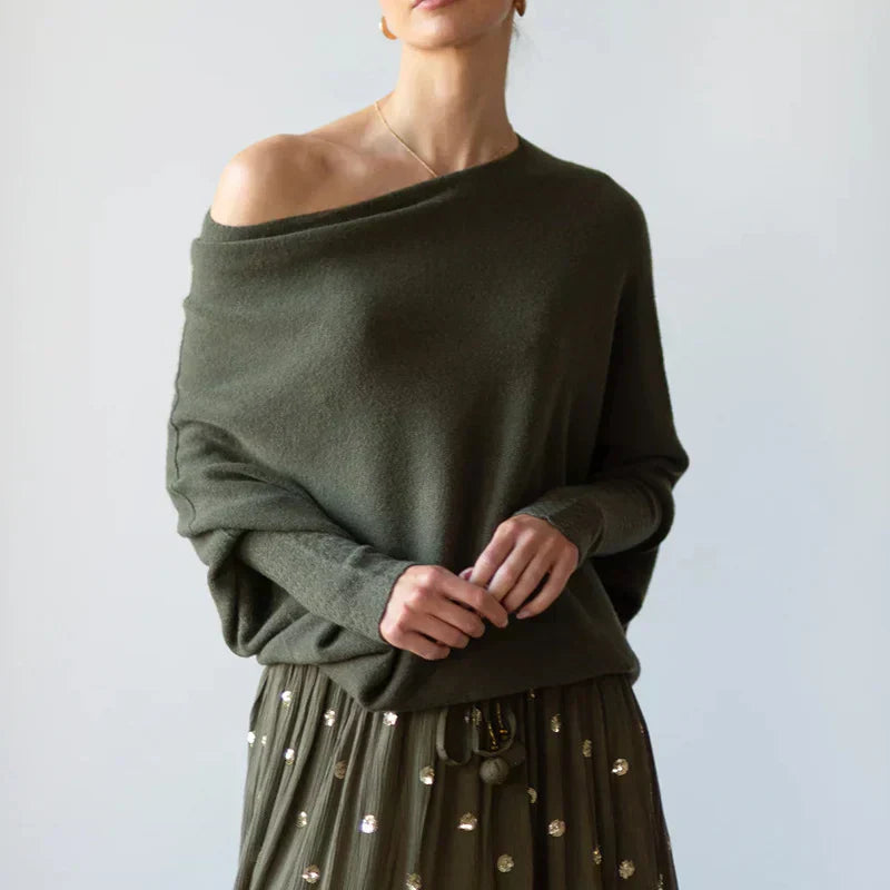 Asymmetrical Draped Knit Sweater by Paulina