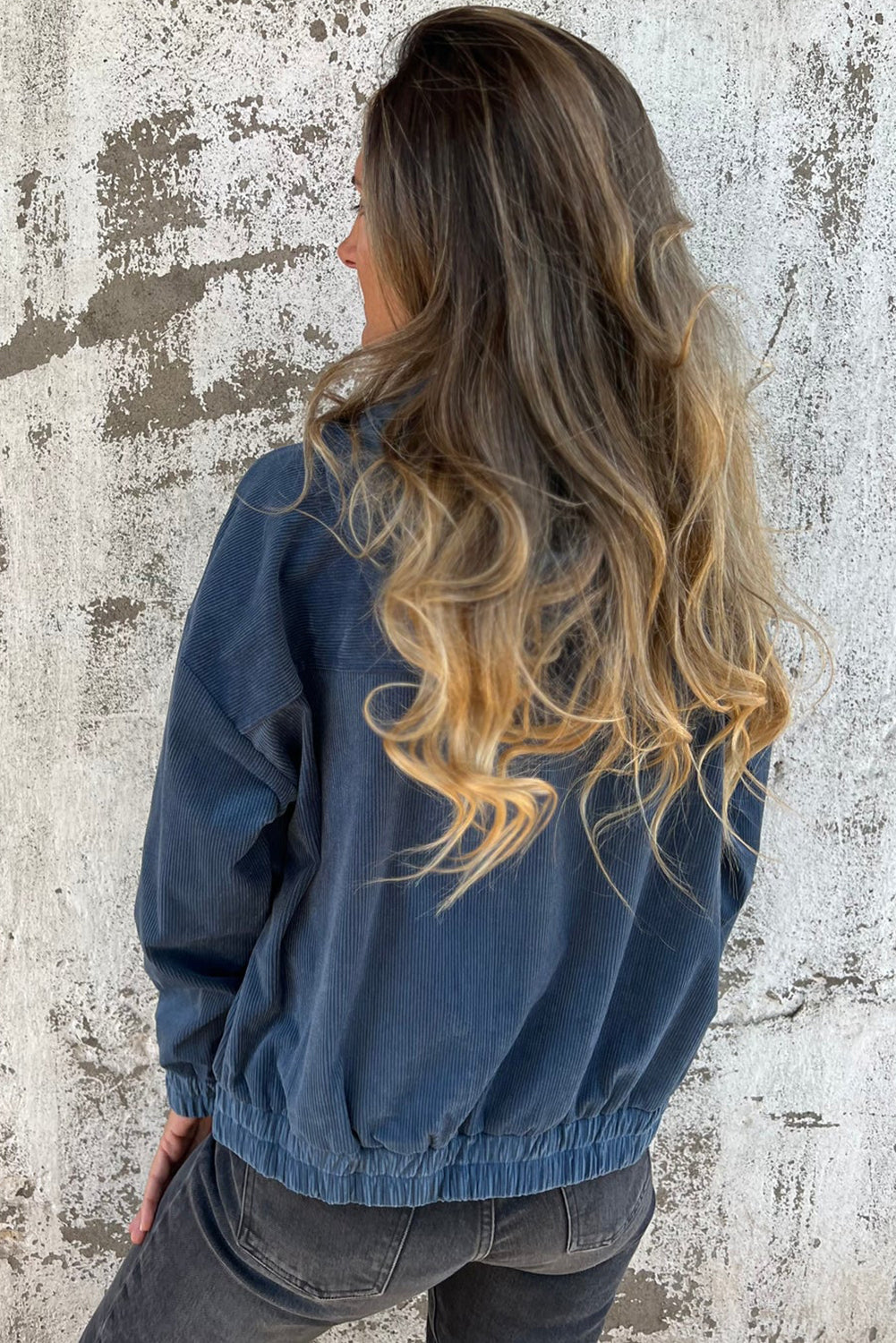 Adjustable Drawstring Teal Zip-Up Hoodie