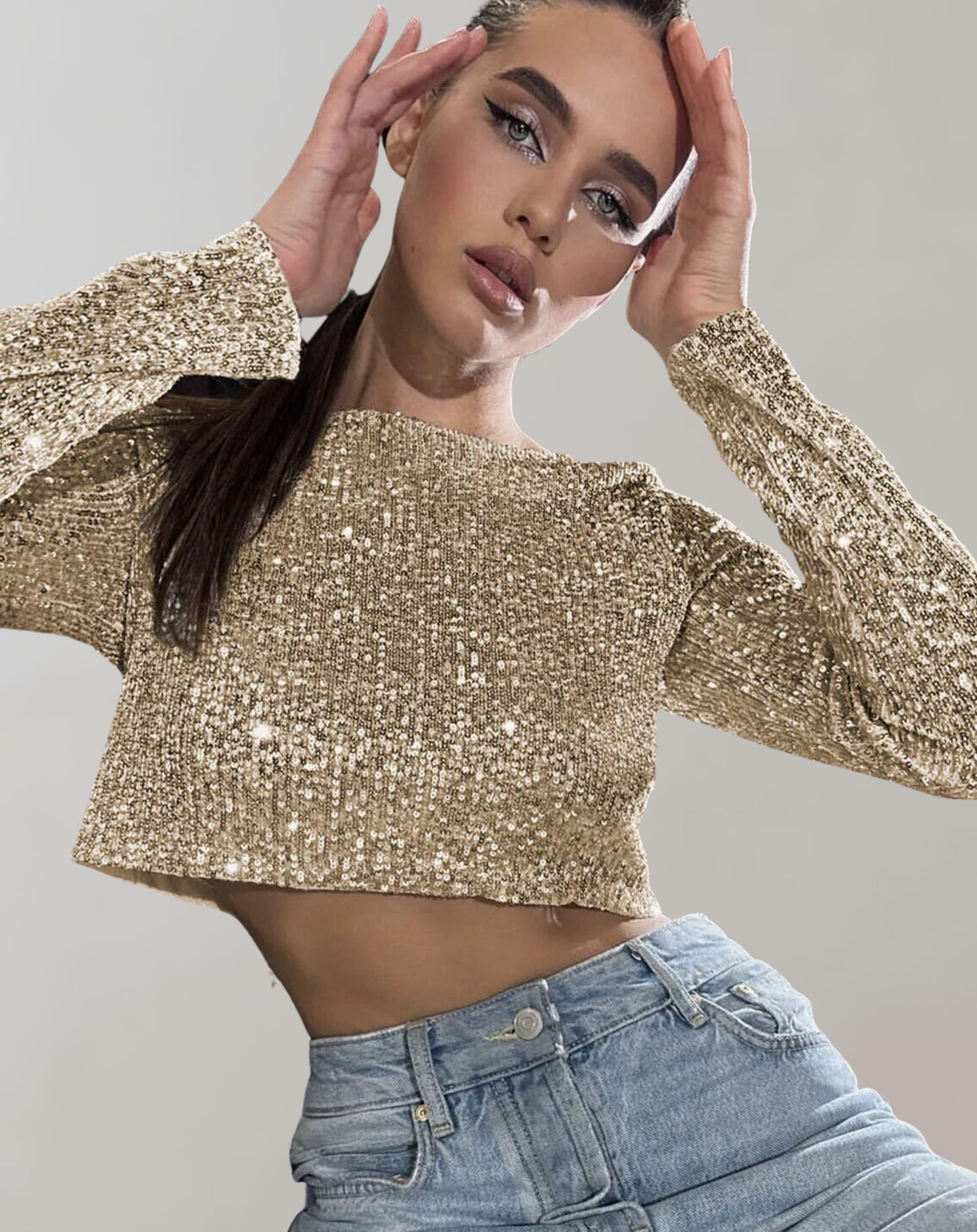 Sparkling Sequin Crop Top for Women