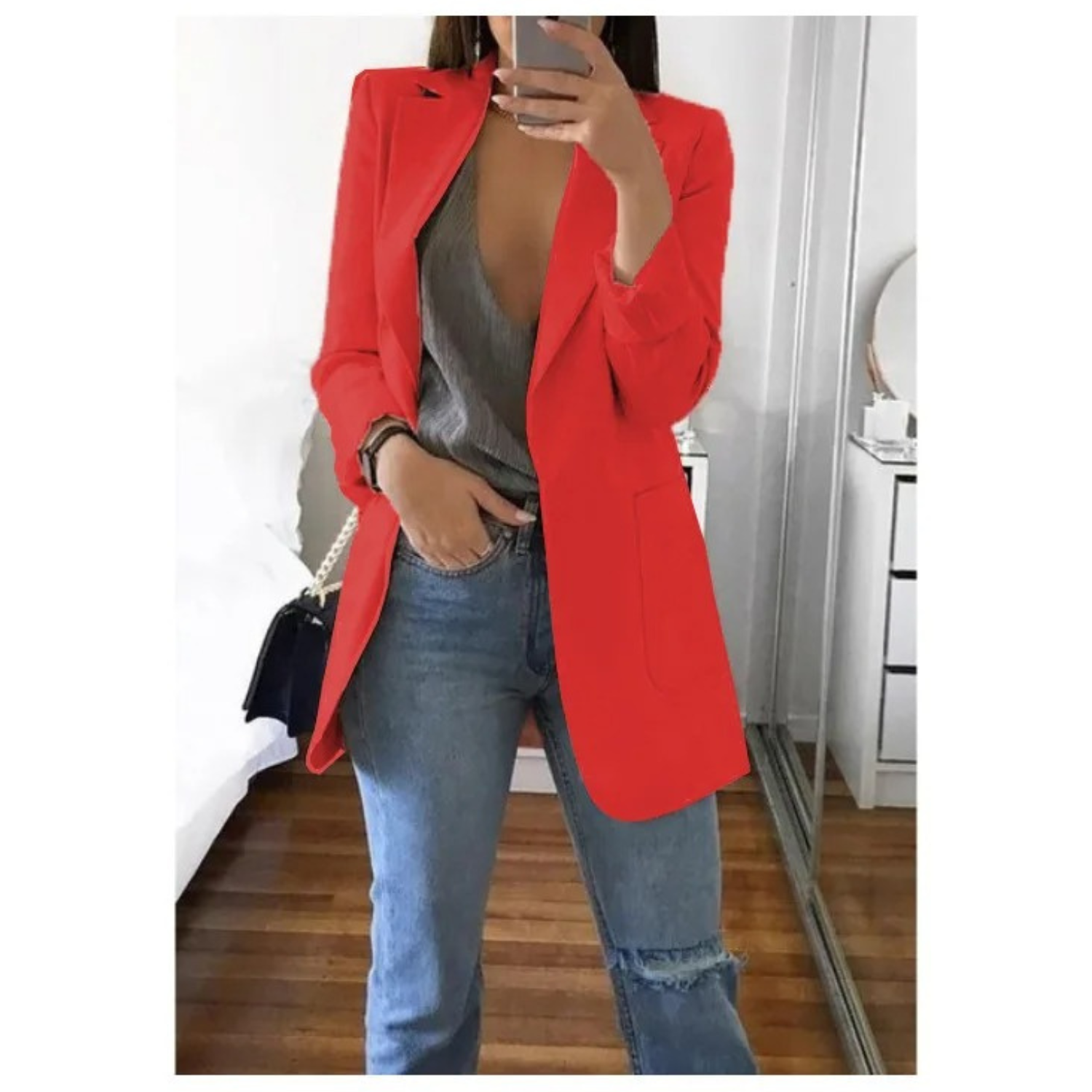 Women's Double-Breasted Printed Blazer - Ideal for Professional Wear