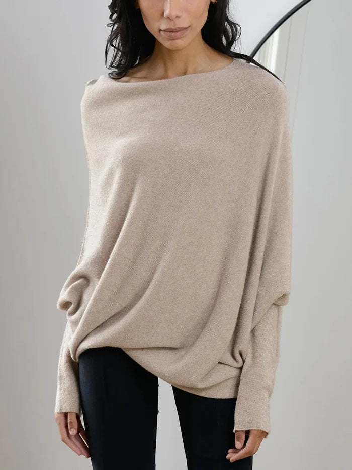 Asymmetrical Draped Knit Sweater by Paulina