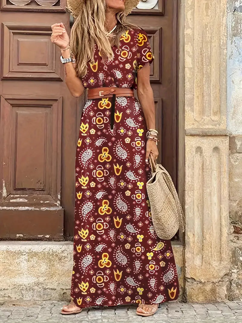 Chic Bohemian Maxi Dress for Women - Elegant and Flowing Design