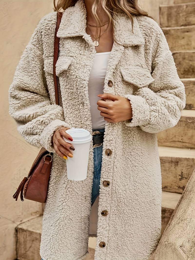 Solid Color Teddy Coat for Women