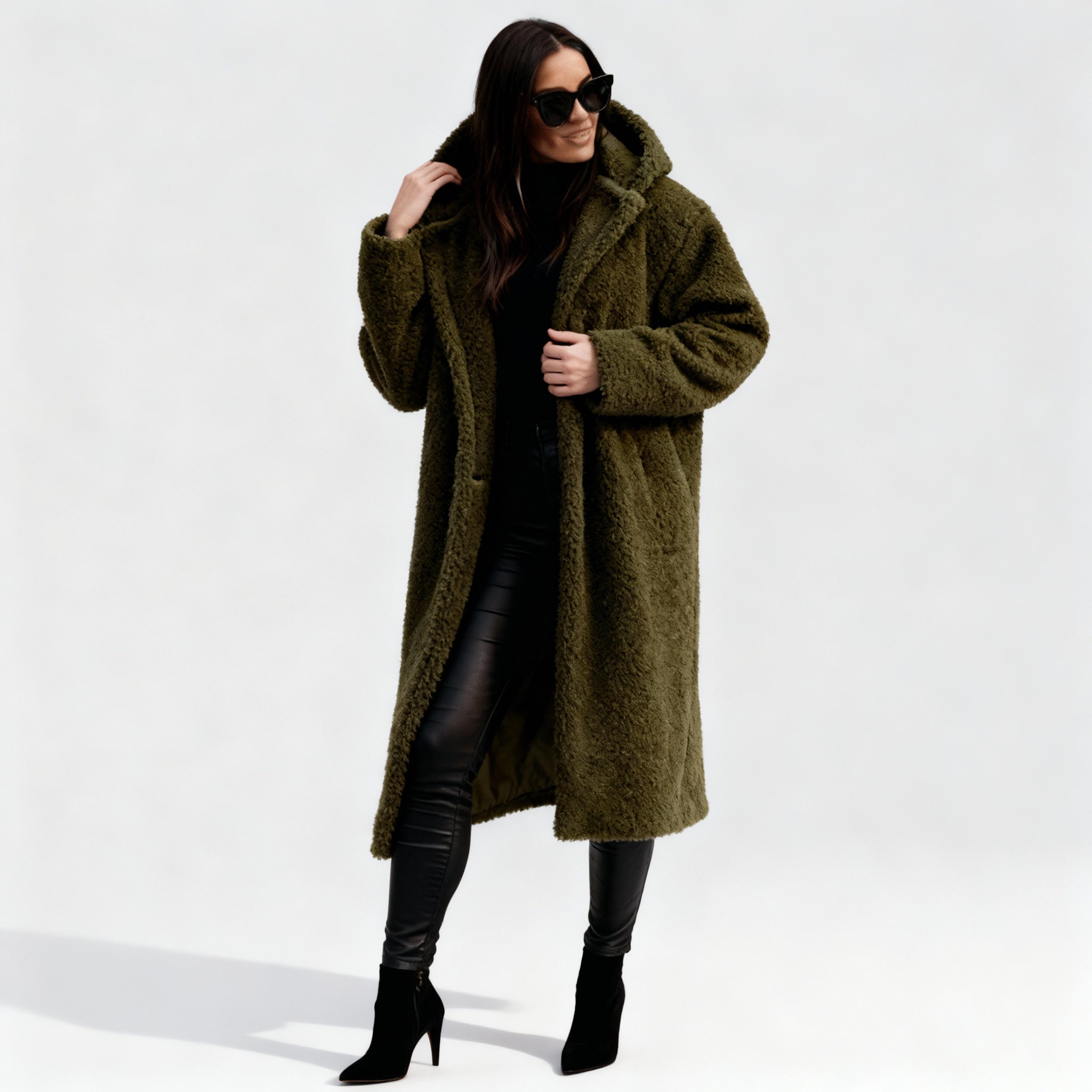 Chic Long Plush Fleece Coat for Women