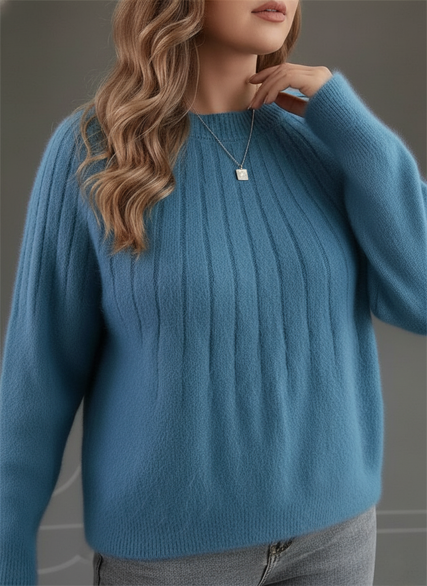 Comfortable Plus Size Women's Ribbed Knit Pullover