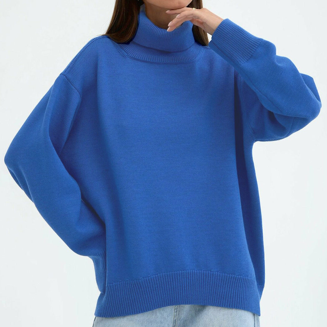 Essential Oversized Turtleneck Knit Sweater for Women - Cozy Pullover