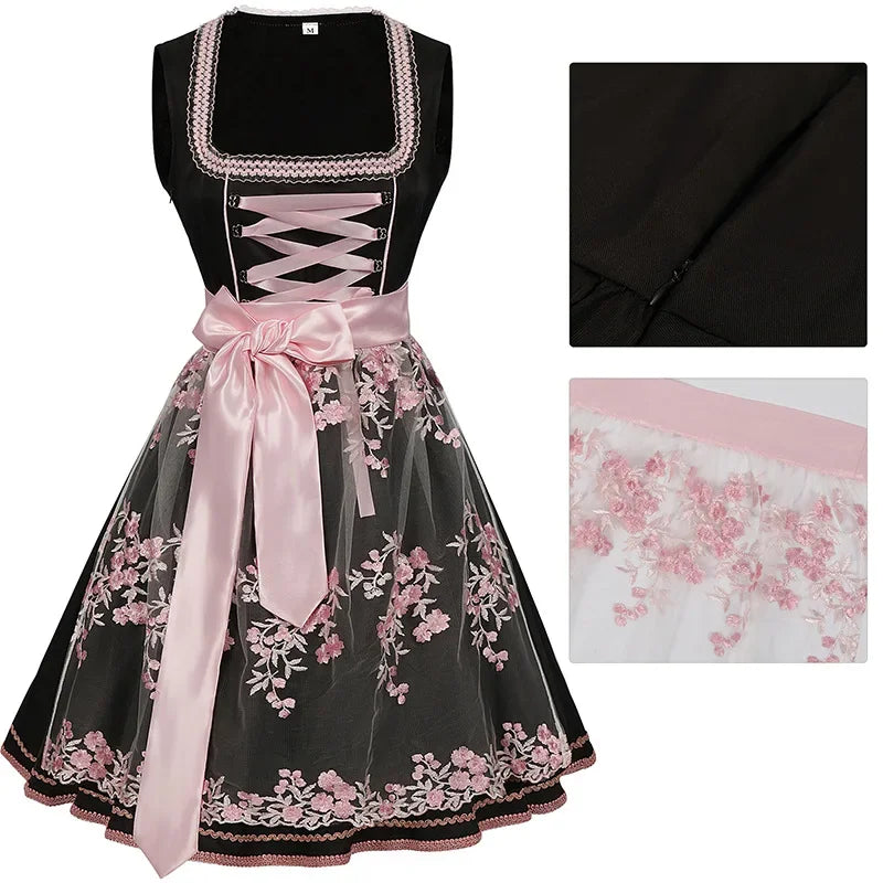 Floral Print Dirndl Dress for Oktoberfest Festivities