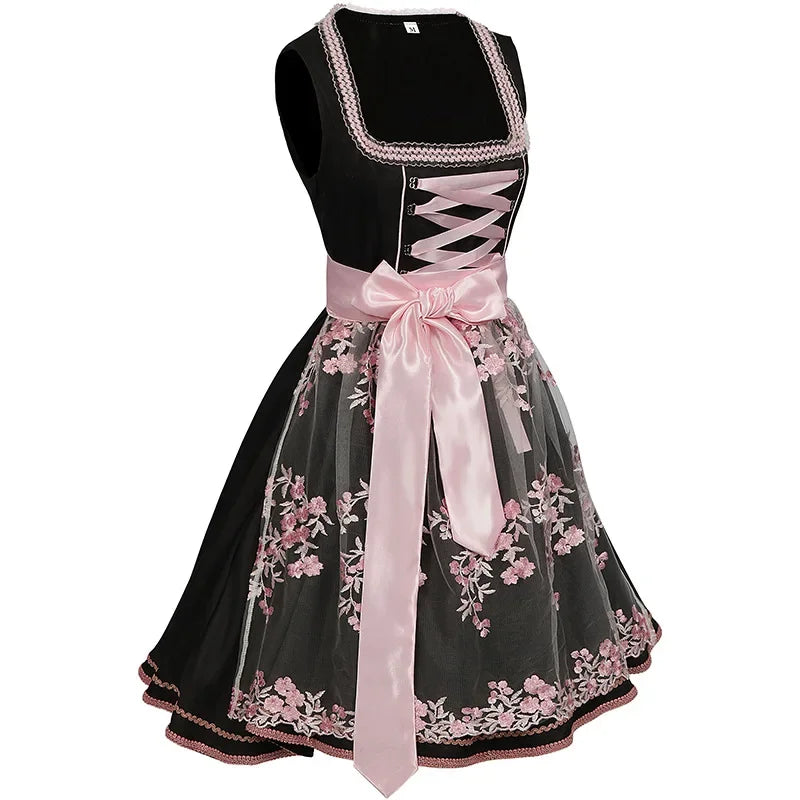 Floral Print Dirndl Dress for Oktoberfest Festivities