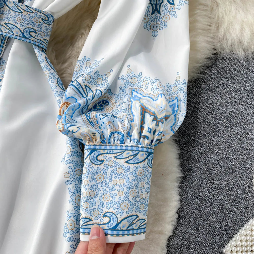 Cinched Waist Floral A-Line Dress