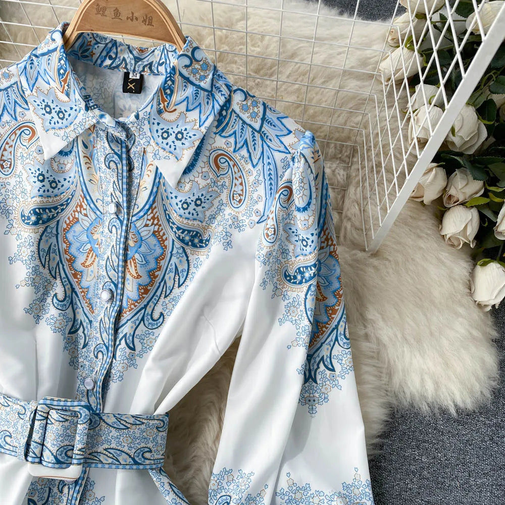 Cinched Waist Floral A-Line Dress