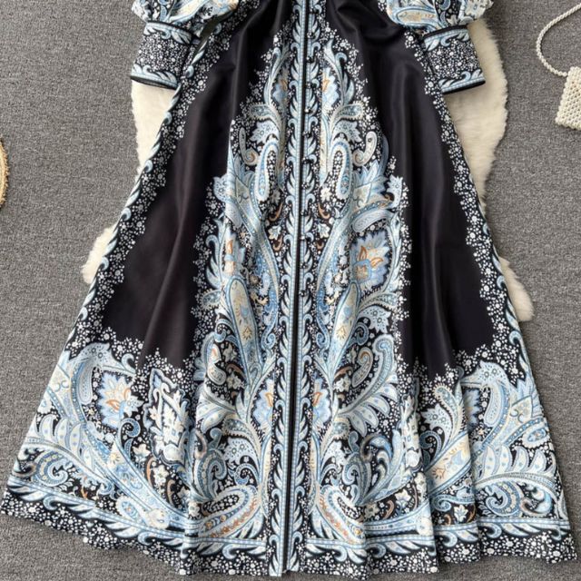 Cinched Waist Floral A-Line Dress