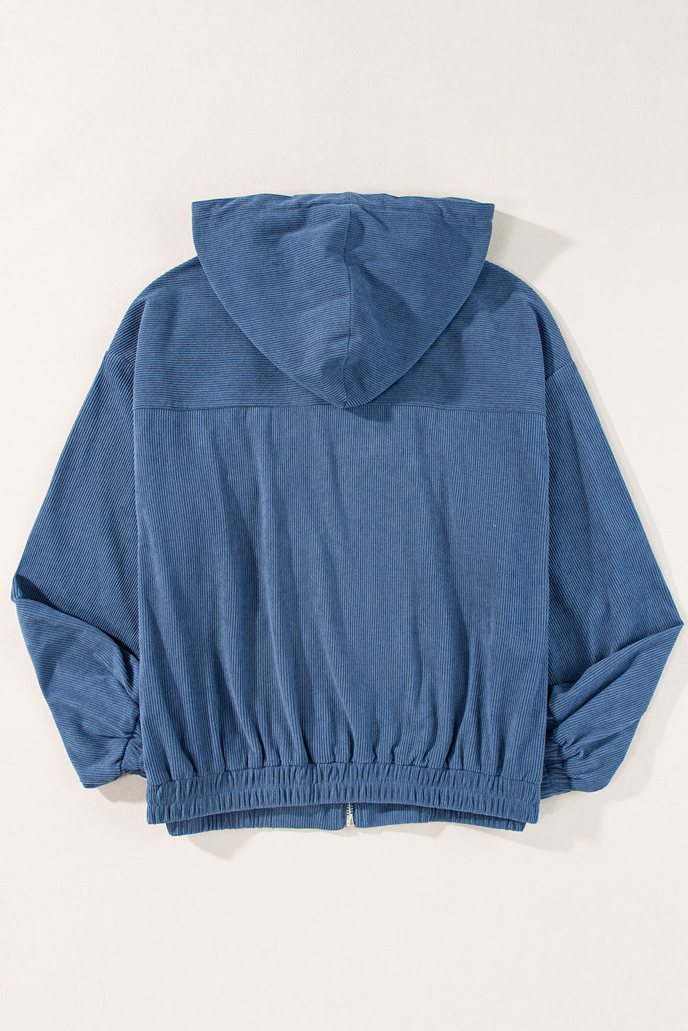 Adjustable Drawstring Teal Zip-Up Hoodie