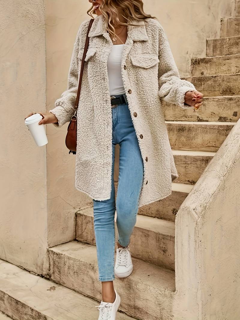 Solid Color Teddy Coat for Women