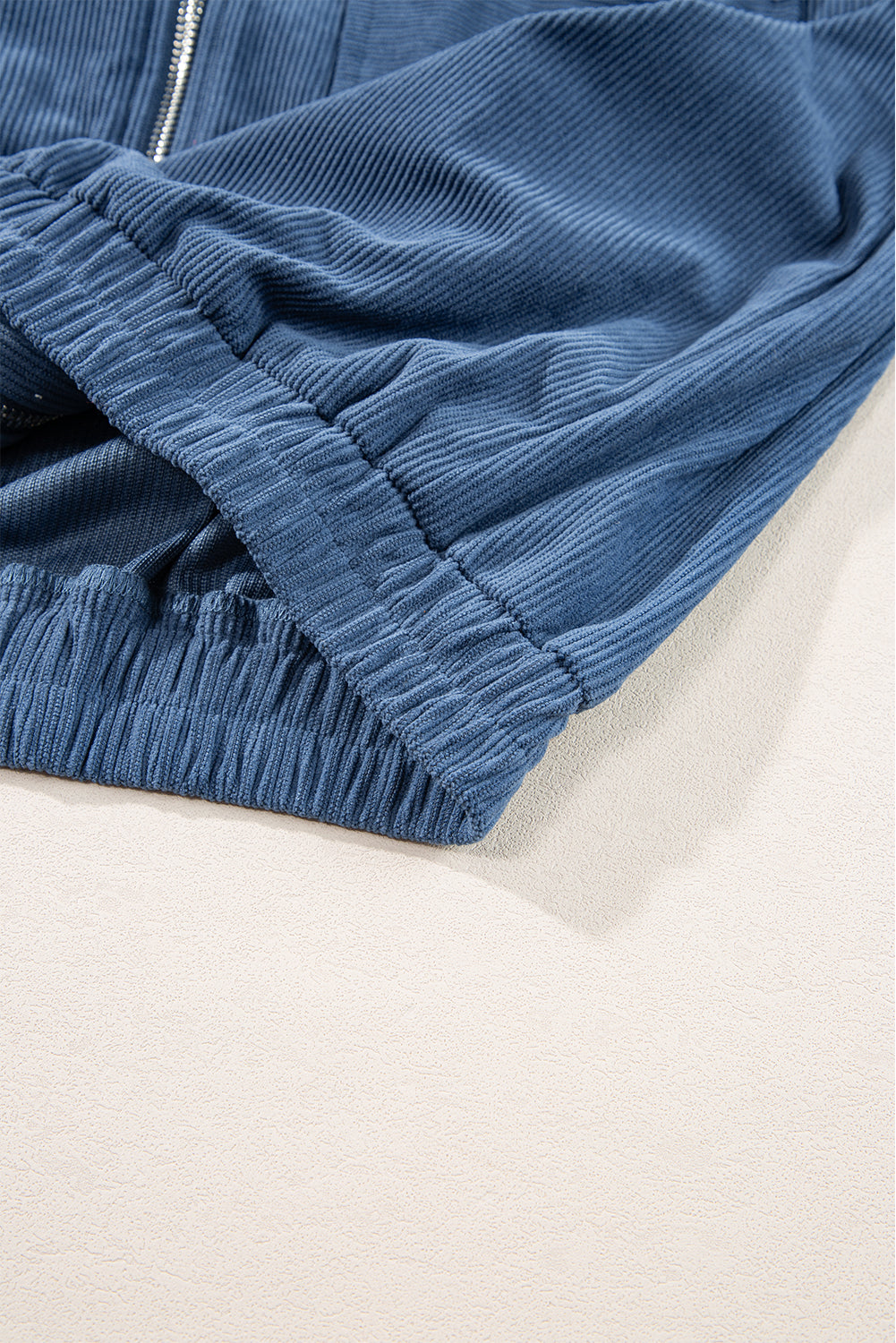 Adjustable Drawstring Teal Zip-Up Hoodie