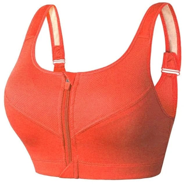 Plus Size Sports Bra with Unique Zipper Detail
