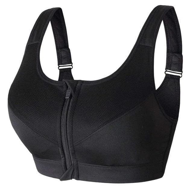 Plus Size Sports Bra with Unique Zipper Detail