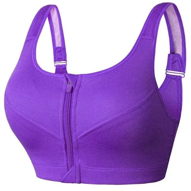 Plus Size Sports Bra with Unique Zipper Detail