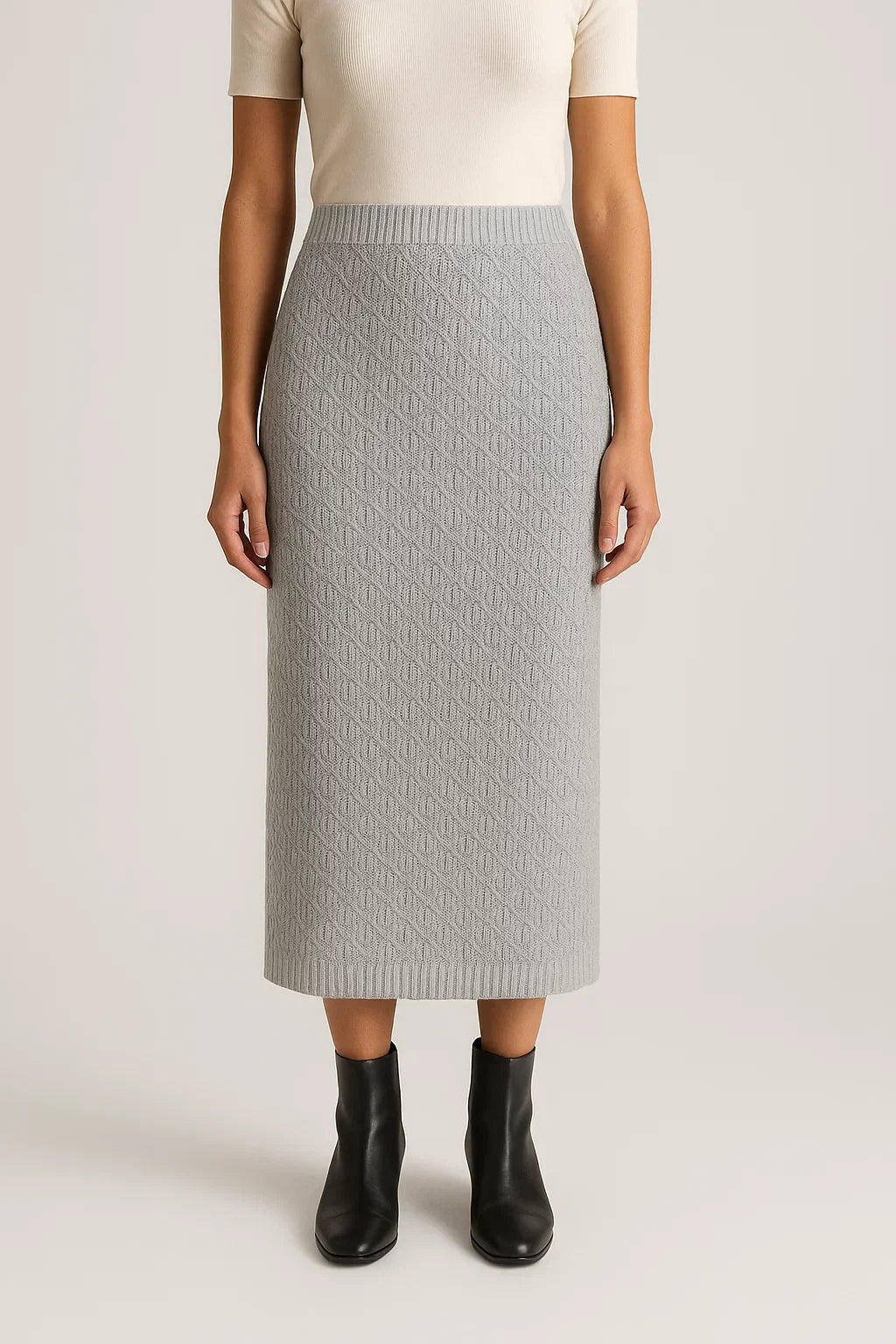 Sana - Knit Midi Skirt in Column Style